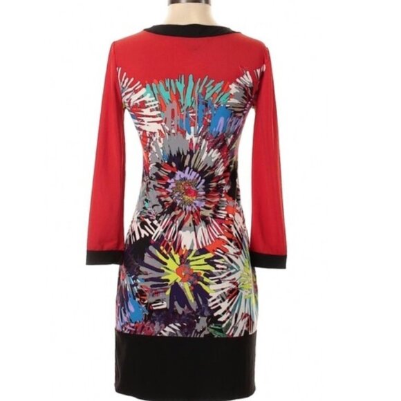 BCBGMAXAZRIA HAYDEN PRINTED SHIFT DRESS XXS - Picture 3 of 3